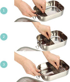 G.a HOMEFAVOR Stainless Steel Bento Lunch Box - Leak-Proof Metal Bento Box, Large Food Container with Lock Clips, Snack Container, Dishwasher Safe, 2 Compartments, 1400 ml/47 oz