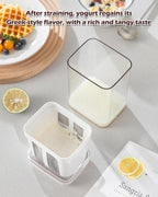 Yogurt Strainer 2Pack, 19oz/562ml Thick Greek Yogurt Milk Filter, Food Strainer, Greek Yogurt Strainer with Stainless Steel Fine Mesh Bag and Lid for Yogurt, Soybean Milk, Kefir, Berries, Fruit Juice