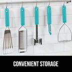 GORILLA GRIP Patented BPA-Free Sharp Stainless Steel Swivel Vegetable Peeler, Comfortable Handle Potato Peelers, Smooth Peeling, Peel Carrots Apple, Includes Blade Cover, Kitchen Tool, Turquoise