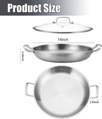 14 Inch Paella Pan with Lid - Premium Stainless Steel Paellera | Large Everyday Frying Pan & Skillet for 8-10 Personas