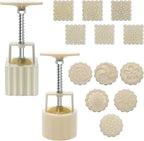 Luxiv Moon Cake Mould 75g, 12 PCS Pattern Hand-Pressure Mooncake Molds for Mid-Autumn DIY Pastry Tool 2 Set with 6pcs Round Flower Mooncake Mode and 6 Pcs Square Pattern Mooncake Mould (White, 75g)
