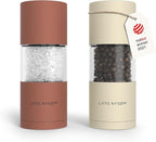 LARS NYSØM Salt and Pepper Grinder Set, Manual Salt and Pepper Mills with Adjustable Ceramic Grinder, Design Spice Shaker Set (Red/Beige)