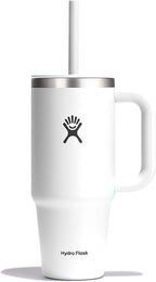 Hydro Flask 24 Oz Travel Tumbler with Handle, Lid and Straw - Insulated Stainless Steel in White