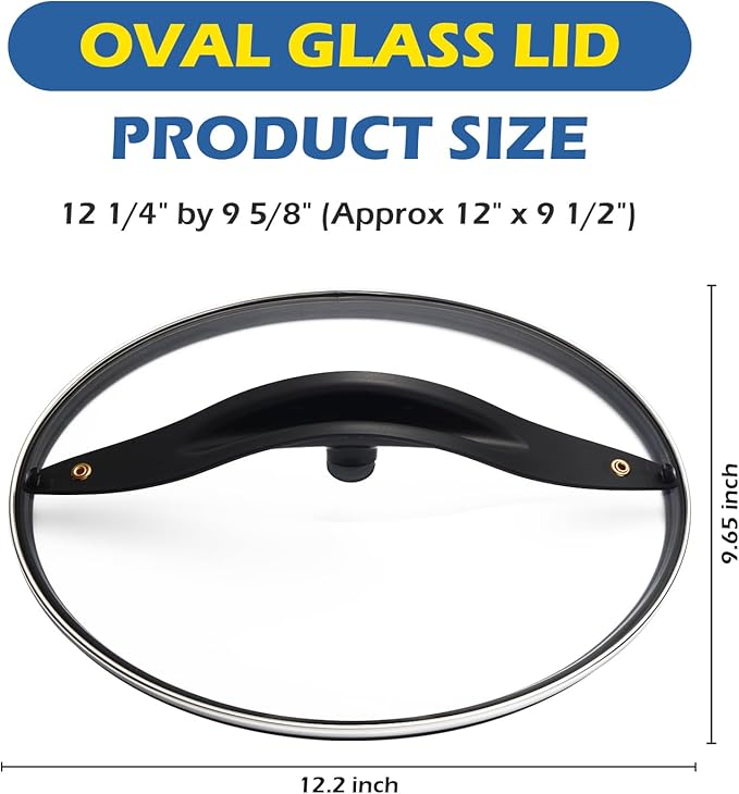 SCVP609-KLS Oval Glass Lid Replacement for Rival Crock Pot & Slow Cooker