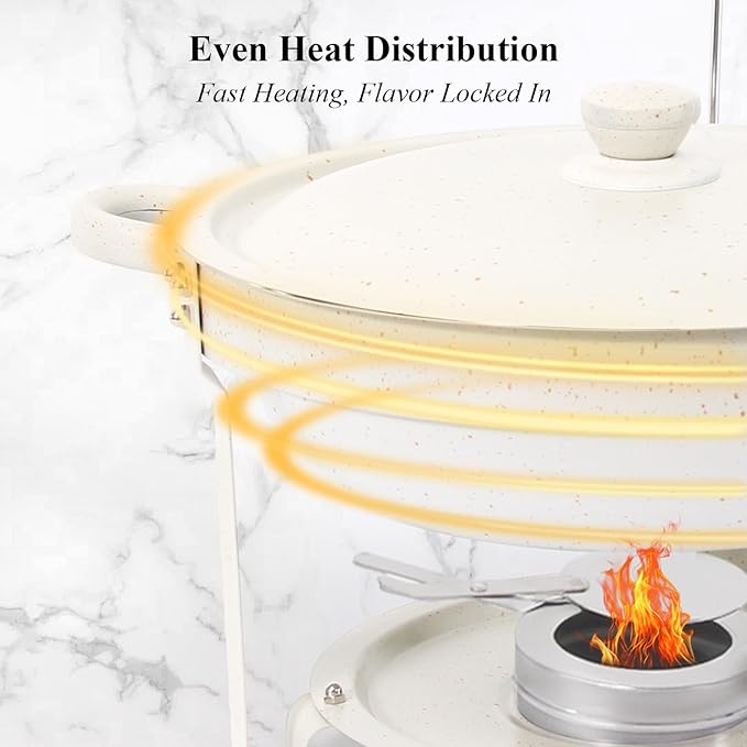 Chafing Dishes for Buffet 4 Pack, 5QT Food Warmers with Maifanite-Coated Pans, Stainless Steel Chafer Set for Parties, Wedding, Birthday, Catering, Church Events