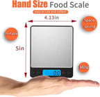 Digital Food Kitchen Scale Upgraded, YONCON 3000g/0.1g High Accuracy Mini Pocket Scale Measures in Grams and oz for Cooking, Baking, Jewelry, Tare Function,2 Trays, LCD Display (Batteries Included)