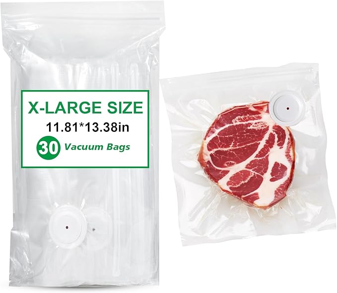 Reusable Vacuum Sealer Bags for Food Storage, 30 Pack BPA-Free (11.81 * 13.38 in), Freezer & Microwave Safe, Odor & Leak Resistant Vacuum Sealer Vacuum Bag