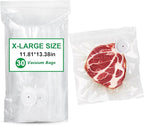Reusable Vacuum Sealer Bags for Food Storage, 30 Pack BPA-Free (11.81 * 13.38 in), Freezer & Microwave Safe, Odor & Leak Resistant Vacuum Sealer Vacuum Bag