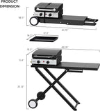 ROVSUN 2 Burner Foldable Propane Griddle with Wheels, Enameled Tray & Lid, 20000 BTU Portable Rolling Flat Top Gas Grill with Electronic Ignition & Regulator for Outdoor Cooking Camping BBQ Tailgating