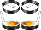 HARFINGTON 4Pcs Egg Rings 3.5" Stainless Steel Nonstick Pancake Cooking Ring for Griddle Frying Eggs Sandwich Omelets Breakfast