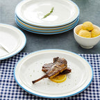 10.5-inch Porcelain Dinner Plate Set of 6 - Microwave, Oven and Dishwasher Safe, Scratch Resistant. (Cozy Blue)