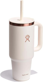 Hydro Flask 40 Oz Travel Tumbler with Handle, Lid and Straw - Insulated Stainless Steel in Ivory Rose Gold