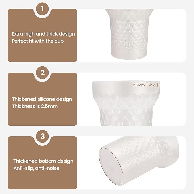 Silicone Boot for Stanley, Clear Protector Sleeve Accessories for 40oz Tumbler (White)