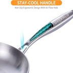 DELARLO Whole body Tri-Ply Stainless Steel 8inch Small Frying Pan, Chef's Pans Oven safe induction kitchen skillet,Suitable for All Stove (Detachable Handle)