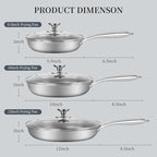 Innerwell 6 Piece Stainless Steel Frying Pan Set with Lids Cookware Set Nonstick Honeycomb Frying Pan Set 3pcs W/Stay Cool Handle Skillet Works Pan for Cooking with Induction Gas Stovetops