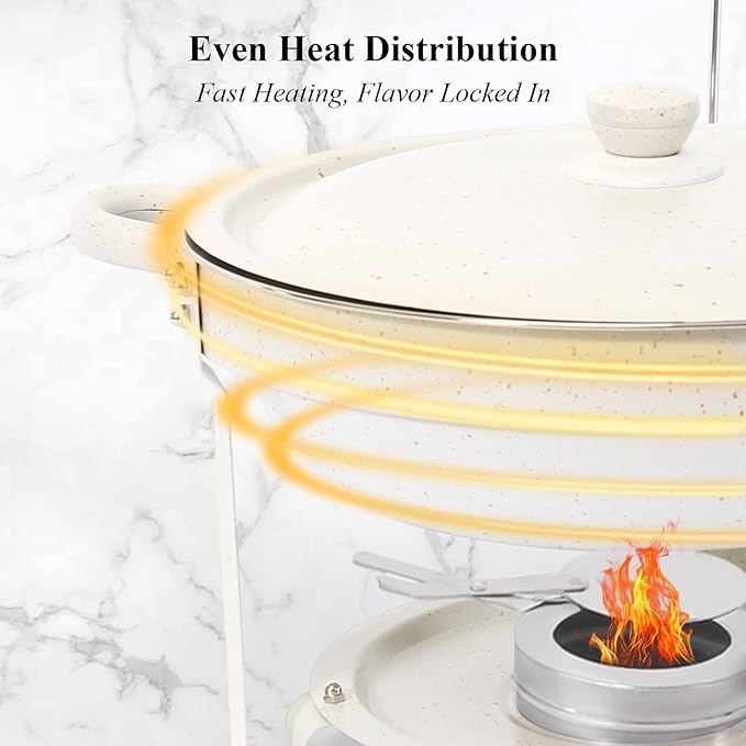 Chafing Dishes for Buffet 2 Pack, 5QT Food Warmers with Maifanite-Coated Pans, Stainless Steel Chafer Set for Parties, Wedding, Birthday, Catering, Church Events