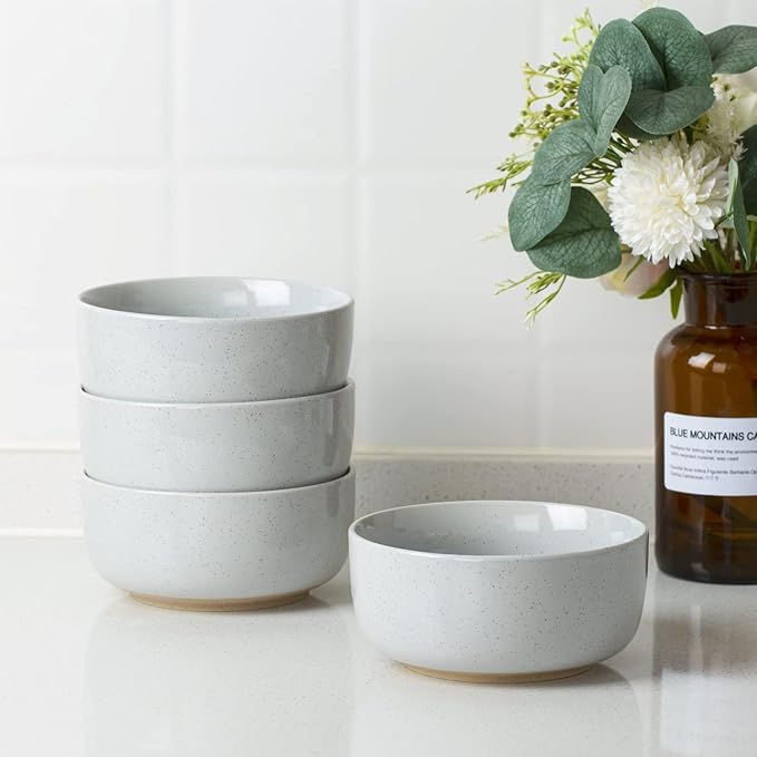 famiware Milkyway Cereal Bowl, Soup Bowls for 6, 25 Ounce Bowls Set for Kitchen, Bowl Set for Cereal Soup Rice Pasta Salad Oatmeal, Light Gray