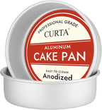 CURTA 8 Inch Round Cake Pan, 8x3 inch 2 Set Anodized Aluminum Round Baking Pan, Small Cake Pan Non-Toxic & Heavy Duty, Deep Side, Easy Clean & Dishwasher Safe