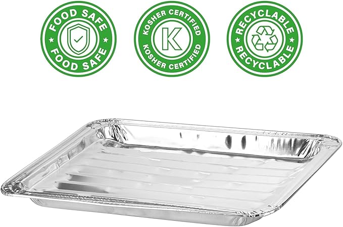 PARTY BARGAINS Aluminum Broiler Pans - 4 Pack, Heavy-Duty Disposable Grill Pans for Cooking, Roasting, BBQ, Picnic - (Max 240°C)