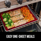 GORILLA GRIP Reusable Nonstick Silicone Baking Mat, 2 Pack, BPA-Free Oven Safe Food Liner, For Cookie Sheets, Toaster Ovens, Easy Clean Pastry Mats, Kitchen Essential, 11.75x8.25, Quarter Sheet, Red