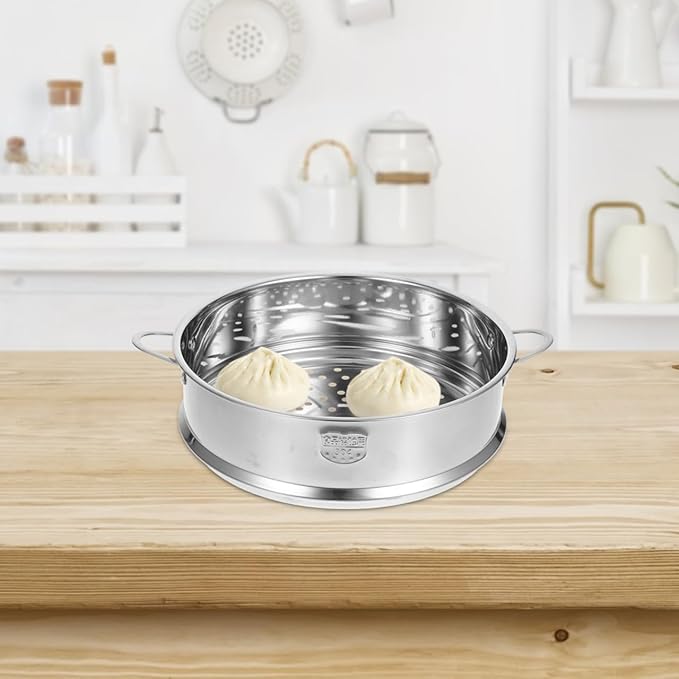 Multi-Functional Stainless Steel Steamer Basket,9.8inch Stackable Steamer Insert for Pot,Stacked Steaming Rack,Metal Pot Steaming Cookware for Dumpling Egg Bun Dim Sum Meat Fish Rice Vegetable