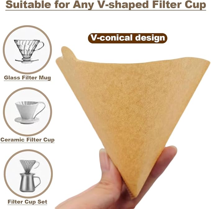 200 Count Coffee Filter, Unbleached Cone Filters for 2-4 Cup Brewers, Biodegradable and Chemical-Free Coffee Filters for Home, Travel & Office (Size #2)