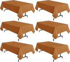 sancua 6 Pack Tablecloths Rectangular 60x102 Inch, Thanksgiving Table Cloths Rectangle for 6 Foot Tables - Stain and Wrinkle Resistant Washable Polyester Table Cover for Fall, Dining, Parties Bronze