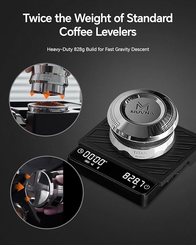 58.35mm Espresso Gravity Distributor Tool - MUVNA Adaptive Coffee Distributor Leveler for 58mm Breville Portafilters, Automatic Depth Setting Full-metal Stainless Steel