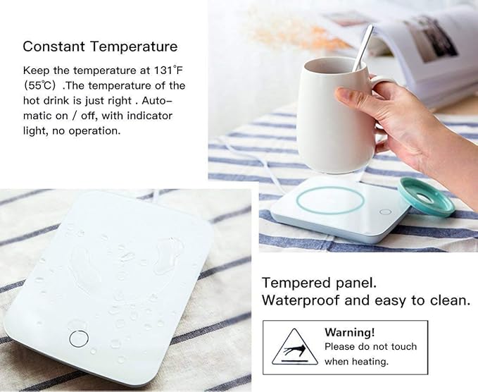 Misby Mug Warmer, Coffee Warmer for Desk Auto Shut Off Coffee Lovers Gift Ideas, Smart Coffee Cup Warmer with Gravity-Induction Coffee Mug Warmer for Desk Use Keep Beverages Coffee Warmer (White)