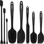 Walfos Silicone Spatula Set of 8(600°F）- Heat Resistant Kitchen Silicone Scraper Spatulas & Mini Spatulas, One-Piece Seamless Design, Perfect for Cooking Mixing & for Non-stick Cookware,black