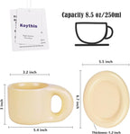 Koythin Ceramic Coffee Chubby Mug Saucer Set, Creative Cute Fat Handle Cup with Saucer for Office and Home, Dishwasher and Microwave Safe, 10 oz for Latte Tea Milk (Milky Apricot)
