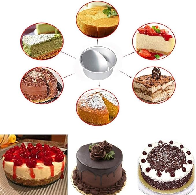 EXGOX 2 Pack 7-Inch Non-Stick Deep Aluminum Round Cake Pan With Removable Bottom For Wedding/Birthday/Christmas Cake Baking Round Cake Tin Set With Loose Base