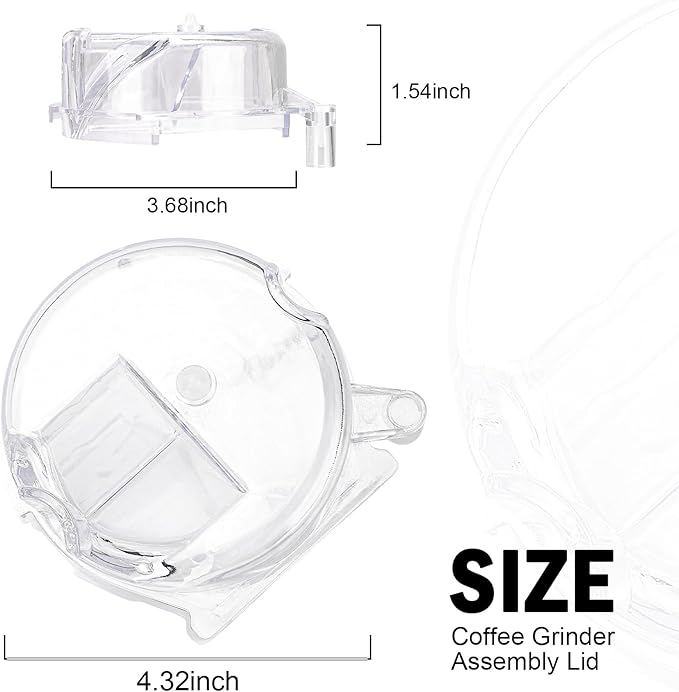 DGB-500GLID Grinder Assembly Lid Replacement for Cuisinart Coffee Grinder Replacement Parts Fits for Cuisinart Coffee Maker Models DGB-600, DGB-625, DGB-650, DGB-500, DGB-500BK, DGB-600BCC, Clear