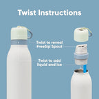 Owala FreeSip Twist Insulated Stainless Steel Water Bottle with Straw for Sports and Travel, BPA-Free, 18-oz, Mint/White (Iced Breeze)