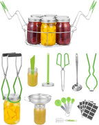 VEVOR Canning Supplies Starter Kit, 9 Pieces Stainless Steel Water Bath Canning Kit for Beginners, Canning Tools Set: Rack, Ladle, Measuring Spoon, Funnel, Tongs, Jar Lifter, Jar Wrench