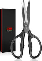SHAN ZU 8.4" Titanium Heavy Duty Kitchen Scissors - Japanese 5Cr15MoV Stainless Steel Shears, All Purpose Detachable Shears for Meat/Herbs/Poultry, Dishwasher Safe, Gift Box Included (Black)