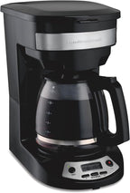 Hamilton Beach 12 Cup Programmable Drip Coffee Maker, Brew Options, Glass Carafe (46299), Black with Stainless Accents