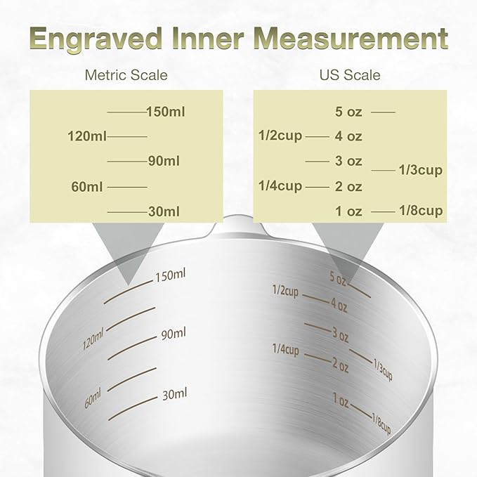 1PCS 3/4Cup (180ml, 6oz) Single Measuring Cup, Etched Inner Scale Stainless Steel Measure Scoop, Metric and US Measurement, Dishwasher Safe