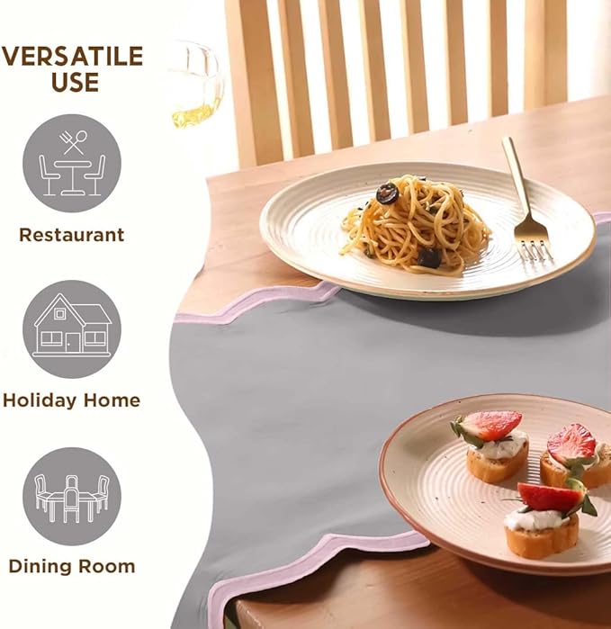 Folkulture Table Runner | Table Runners 72 inches Long | Scallop Table Runner for Farmhouse Decor or Boho Decor | Purple Table Runners for Dining Room Table Decor | Table Decorations for Party