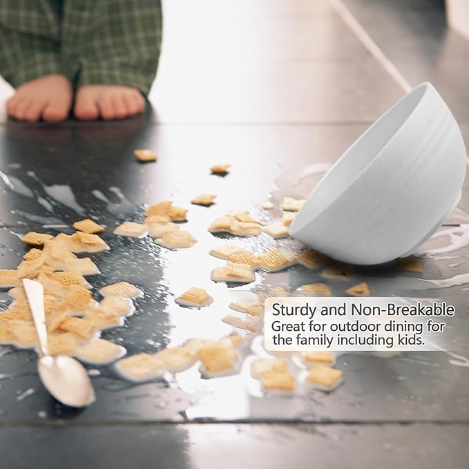 【NOT CERAMIC】Unbreakable Cereal Bowls, 25 OZ Wheat Straw Bowls Microwave and Dishwasher Safe BPA-Free Eco-Friendly Bowl Beige Color for Cereal, Serving ,Soup, Oatmeal, Pasta and Salad（Set Of 6）