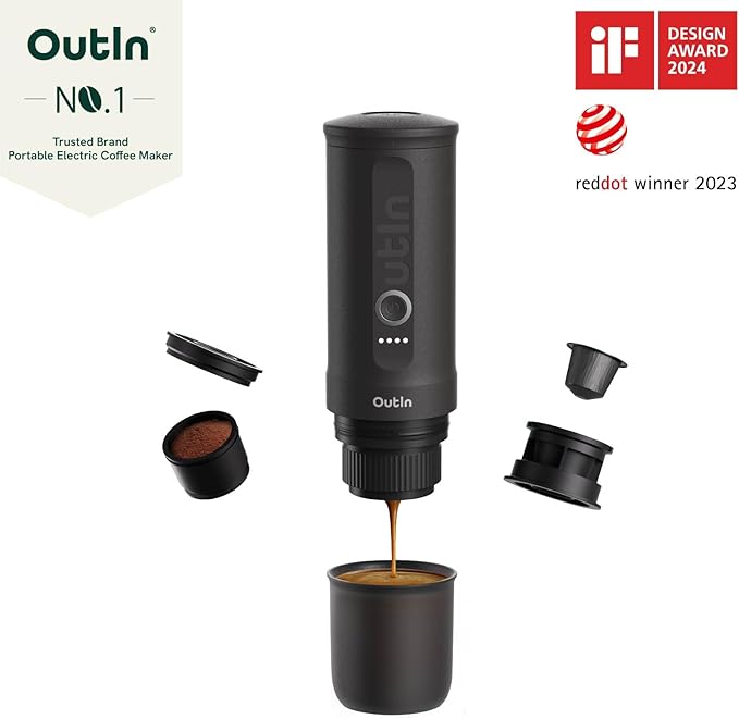 OutIn Nano Complete set Portable Espresso Machine with Double Shot Accessorries and Carry Bag