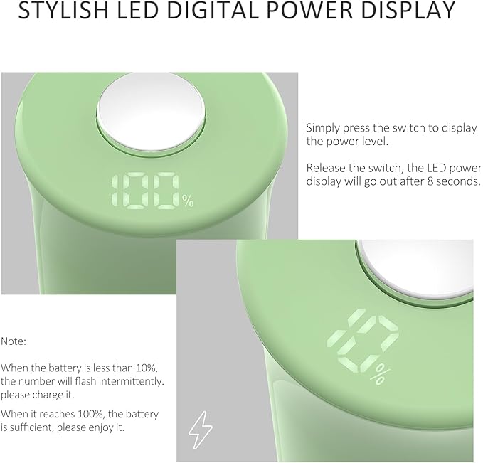 Electric Salt and Pepper Grinder Set with LED Power Display,Larger Capacity Salt and Pepper Shakers Set Rechargeable Electric with Flexible Coarsenes,LED Light,One Hand Operation for Kitchen(Green)