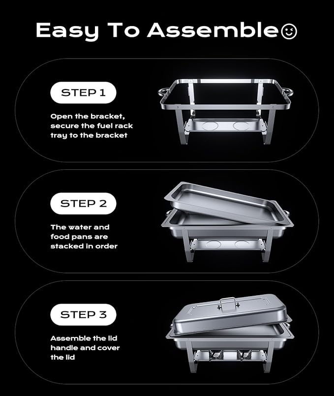 Chafing Dishes for Buffet 4 Pack, [Ultrasonic Mirror Polishing] Chafing Dish Buffet Set 9QT, [Rolled Edge Finger Protection] Buffet Servers and Warmers for Any Party, Wedding, Birthday and Hotel