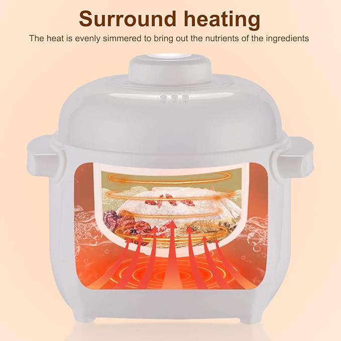 Haofy 200W Mini Ceramic Stew Cooker, 1L Capacity Electric Slow Cooker Porridge Soup Pot, Multifunctional with PTC Heating Technology