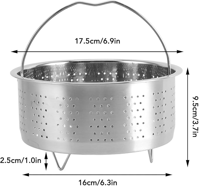 Steamer Basket for, Non Stick Vegetable Steamer Basket with Handle, Stainless Steel Steamer Basket Insert for Pots, Sugar Removal Rice Cooker Insert (17.5cm)