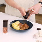 Vzaahu Salt and Pepper Grinder Set Brown, Refillable Small Shakers, Adjustable Coarseness, Ceramic Burr, Peppermill, Kitchen Cooking