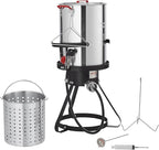 VEVOR Seafood Boiling Kit & Turkey Fryer, 30-qt Boiler Steamer Cooker Set, Outdoor Aluminum Frying Pot, 54,000 BTU Burner Propane Gas Boiler, Gifts for Thanksgiving Day