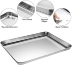 MCIRCO 6 Piece Stainless Steel Baking Sheet with Rack with Silicone Baking Mat Set (2 Pans + 2 Racks + 2 Mats), 12.4 x 9.6 x 1 Inch Cookie Sheet with Cooling Rack, Easy Clean