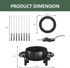 Electric Fondue Pot Set, 3 Quart Fondue Set for Melting Chocolate Cheese with 8 Color-Coded Forks, Adjustable Temp Control, 1000W Non-Stick Fondue Maker for Dessert, Broth and Oil