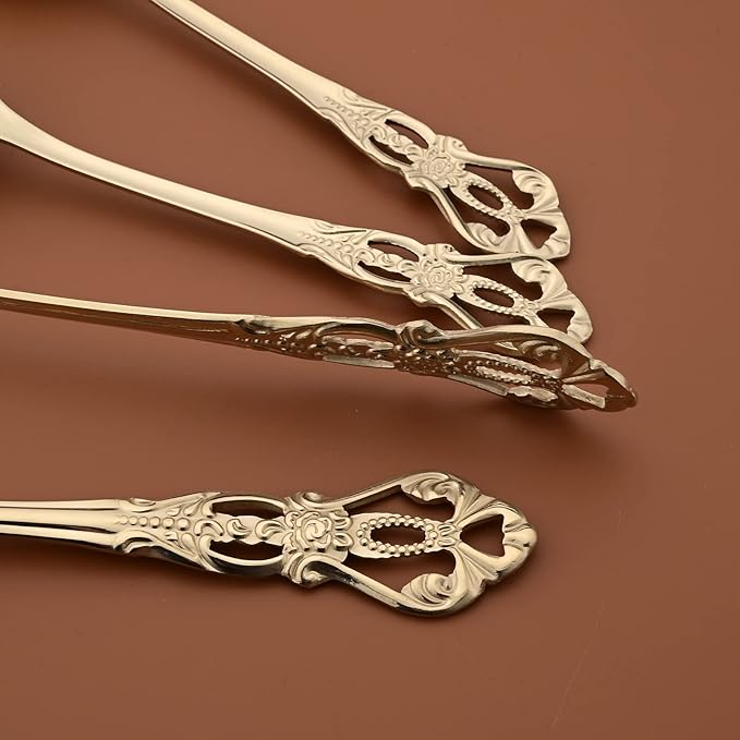 Royal 24-piece Mirror Champagne Gold Silverware Dinnerware, 18/10 Stainless Steel Luxury Flatware Service For 6 Include Knives/Forks/Spoons/Teaspoons, Dishwasher Safe